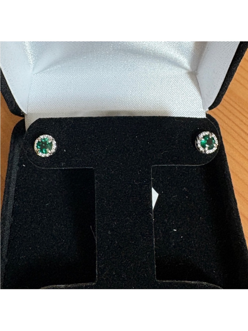 Custom Emerald Diamond Halo Stud Earrings